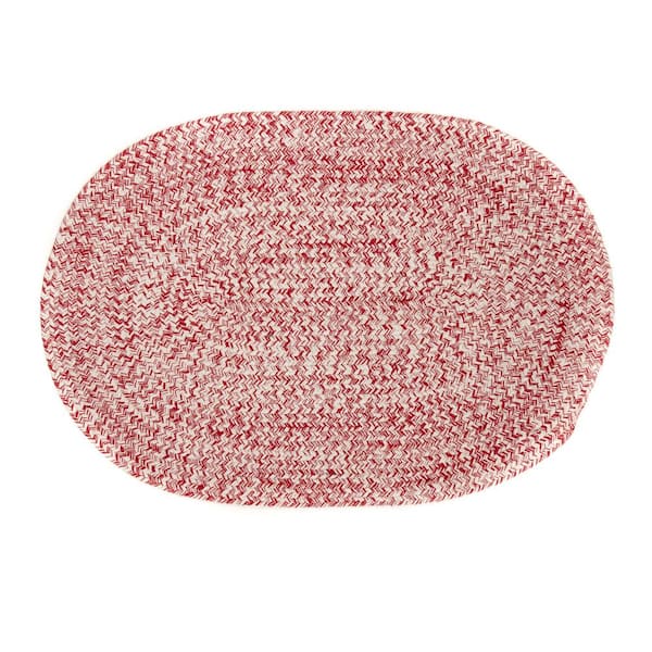 Super Area Rugs Braided Farmhouse Red 4 ft. x 6 ft. Oval Cotton Area Rug