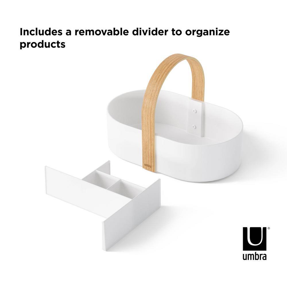 White and Natural Multipurpose Caddy Organizer with Handle