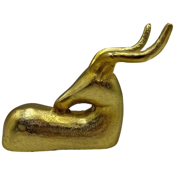 Gold 9 in. x 7 in. x 4 in. Metal Goat Sculpture