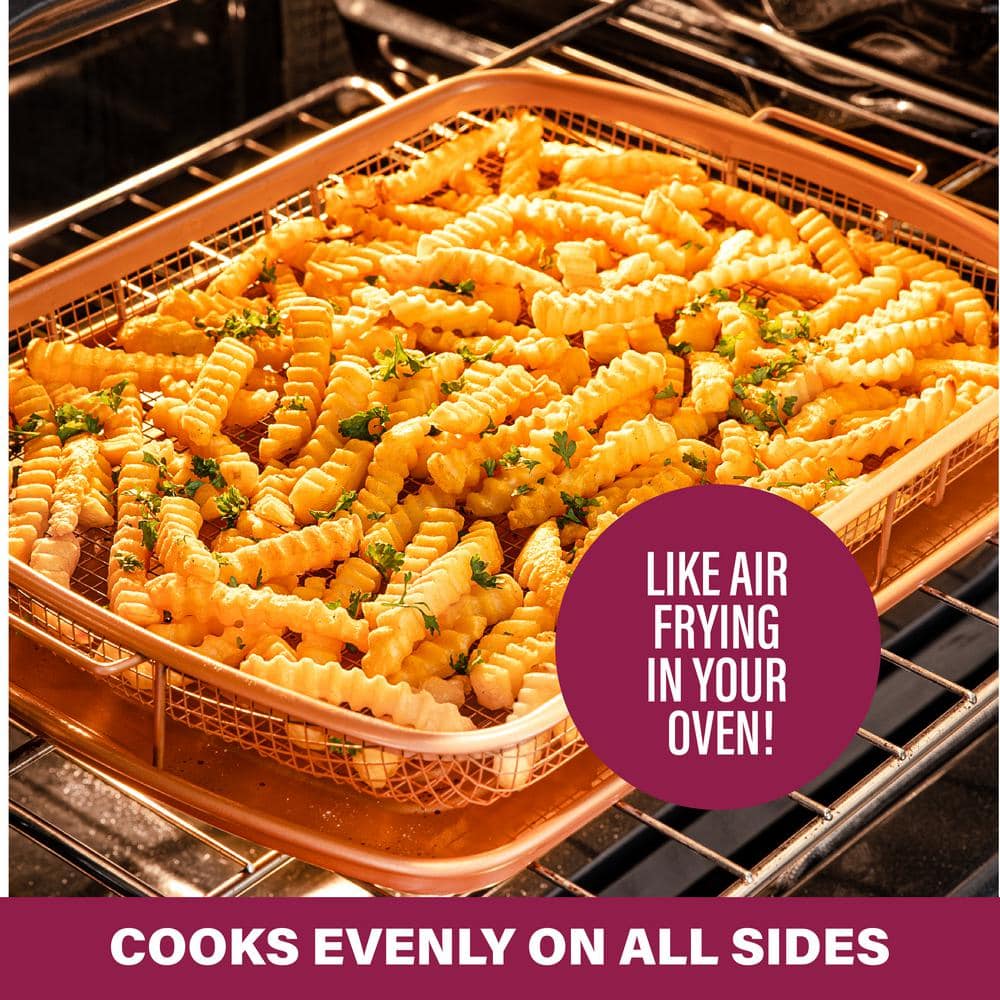Gotham Steel Copper Nonstick Air Fryer Crisper Tray Set