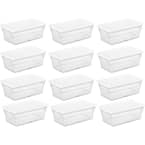 6 Qt. Plastic Storage Container Bin Snap Close White Lid in Clear (12 Pack)