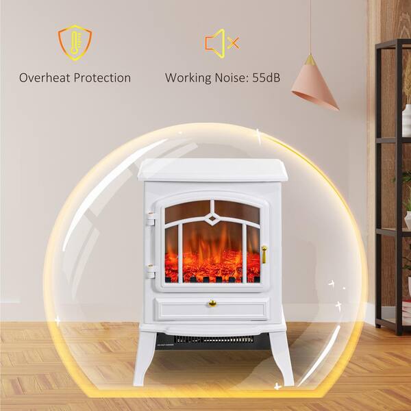 Ahfiwaso 750-Watt/ 1500-Watt White Electric Fireplace Tower
