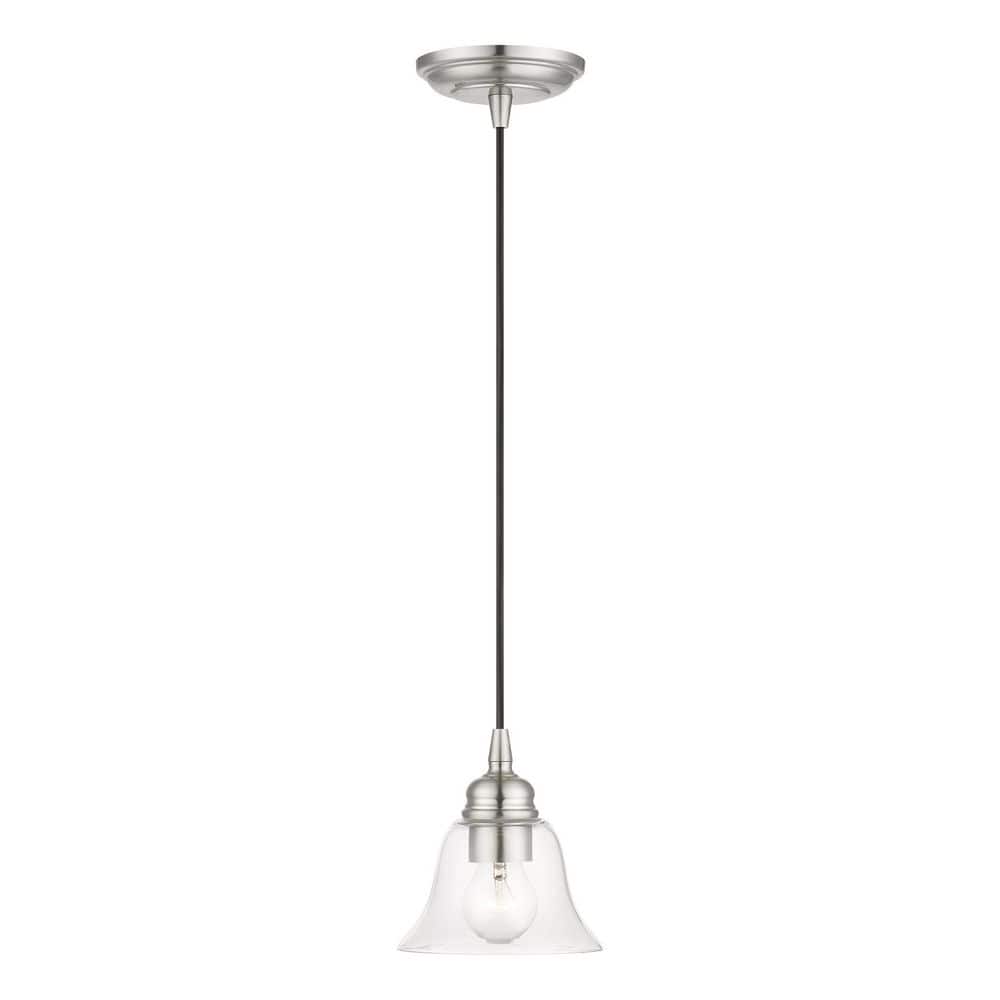 Crestridge 1-Light Brushed Nickel Single Mini Pendant with Clear Glass price history on PriceWatchPro