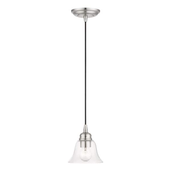 AVIANCE LIGHTING Crestridge 1-Light Brushed Nickel Single Mini Pendant with Clear Glass
