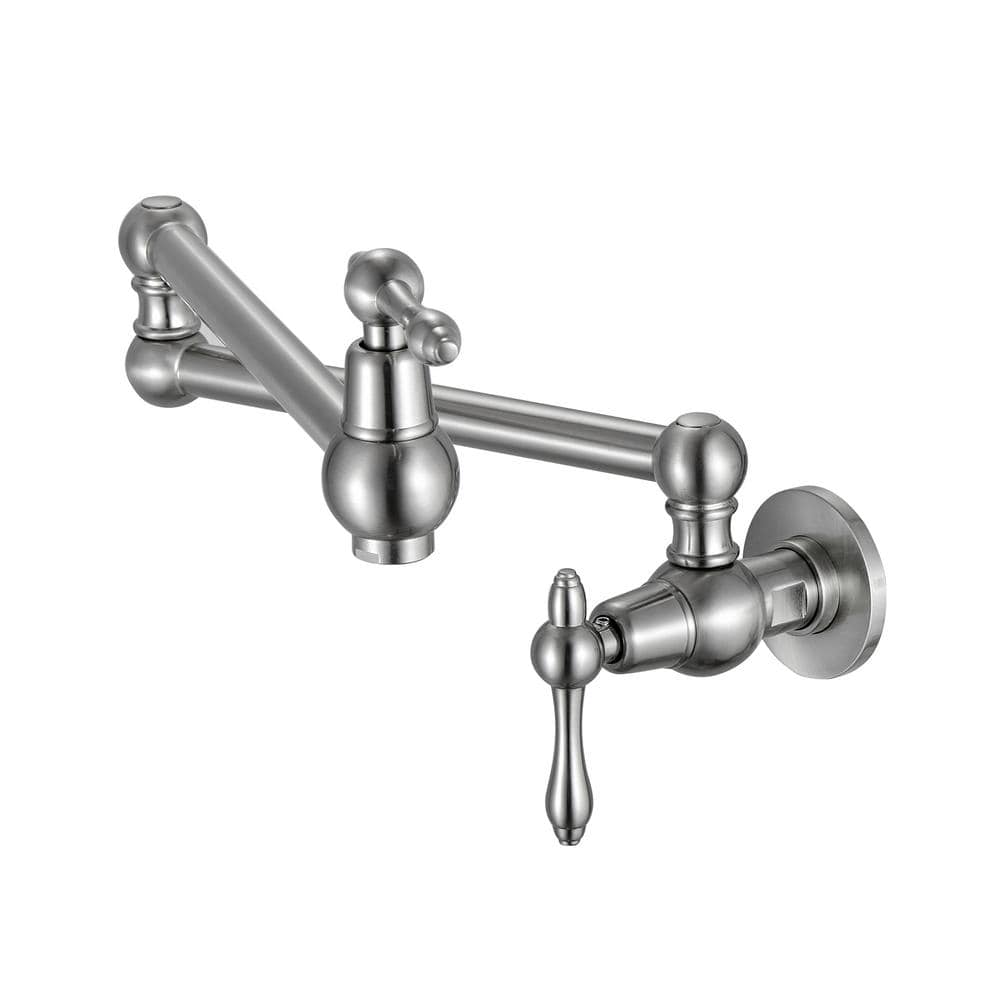 Fapully Commercial DoubleHandle Wall Mounted Pot Filler with Lever