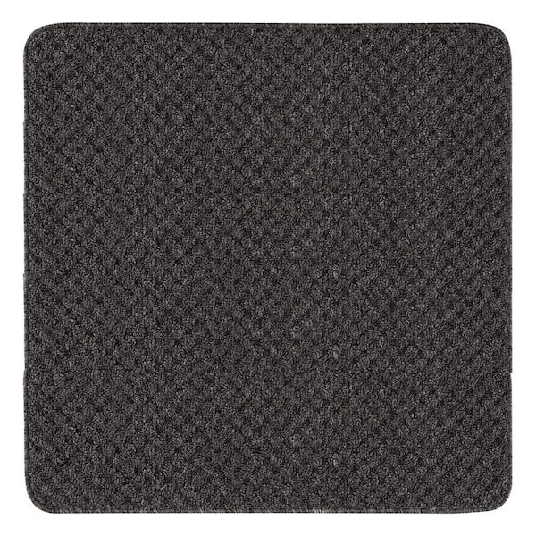 Beverly Rug Waffle Dark Gray 31 in. x 31 in. Non-Slip Rubber Back Stair Tread Cover (Landing Mat)