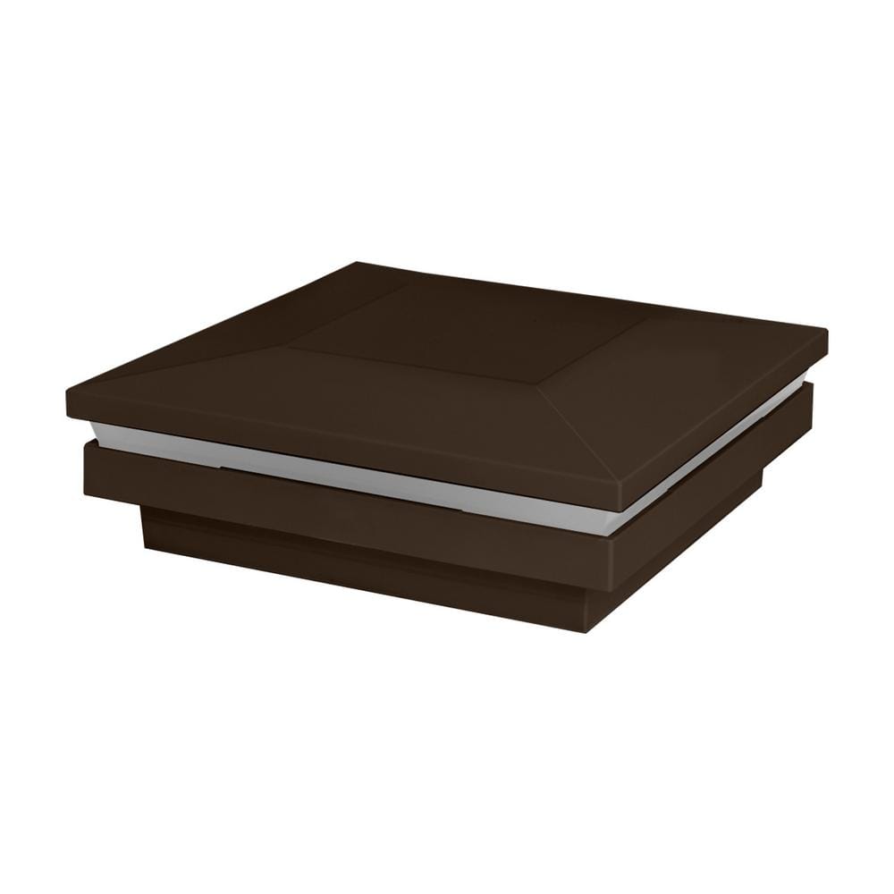 5 in. x 5 in. Simply Brown Integrated LED Fits Post Sleeve Hardwired Flat T