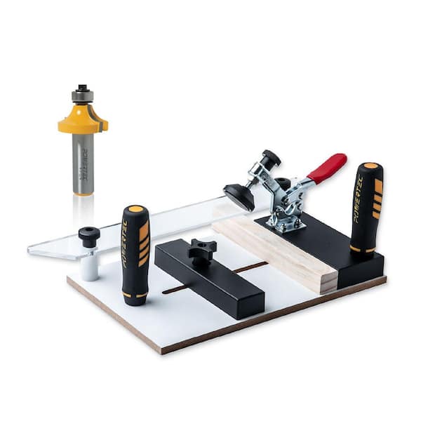 ‎POWERTEC Rail Coping Sled with R3/8 in. Roundover Router Bit, Precise Cutting Rail and 1/2 in. Shank Tungsten Carbide Router Bit