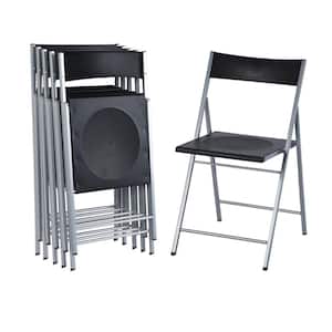 Jewel Black Metal Frame Plastic Seat Fodable Folding Chair(Set of 6)