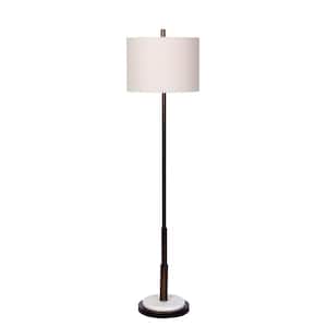 60 in. Faux Telescope Oil Rubbed Bronze Metal and White Marble Floor Lamp