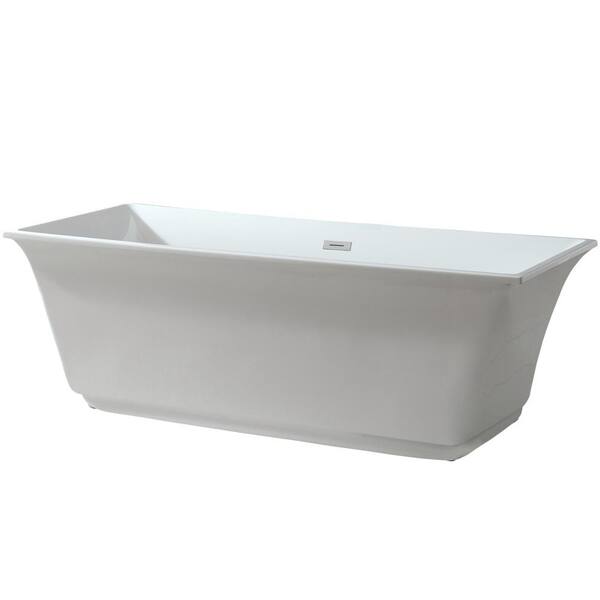Schon Sunny 70 inches Acrylic Freestanding Flatbottom Non-Whirlpool Bathtub in White