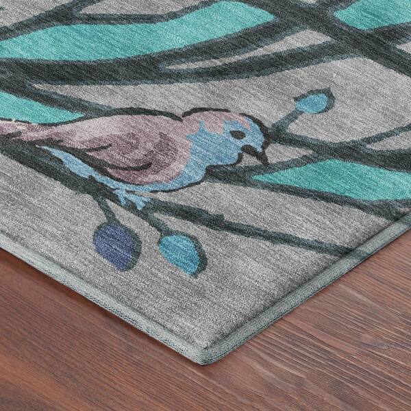 Mayfield Premium Machine Washable Abstract AMF2336 Blue 2 ft. x 7 ft. Runner Rug