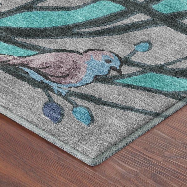 Mayfield Premium Machine Washable Abstract AMF2336 Blue 5 ft. x 7 ft. 6 in. Area Rug