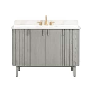 Blakely 49 in. W. x 22 in. D x 35 in. H Single sink Bath Vanity Combo in Gray Oak finish with Calcutta Qt. Top