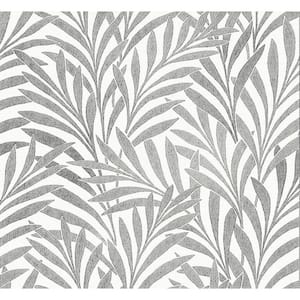 Ronald Redding Cream and Black Tea Leaves Stripe Unpasted Paper Wallpaper Matte, (27 in. x 27 ft.)