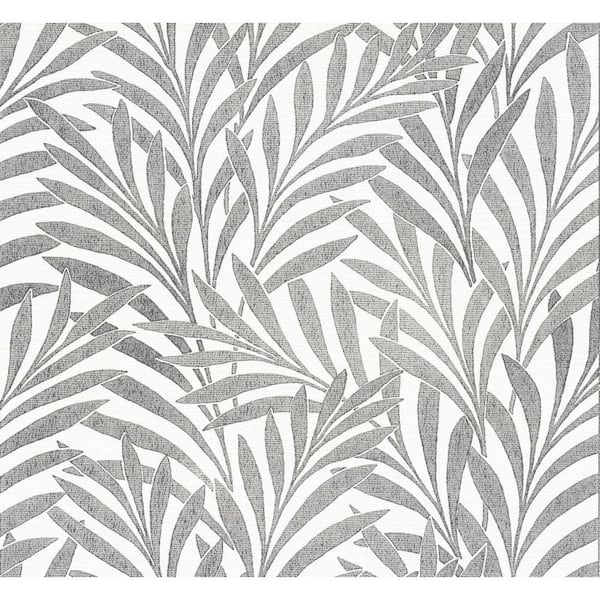 York Wallcoverings Ronald Redding Cream and Black Tea Leaves Stripe Unpasted Paper Wallpaper Matte, (27 in. x 27 ft.)