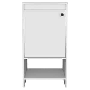 17.70 in. W x 17.70 in. D x 33.50 in. H White Freestanding Single Sink Vanity in Simply White Top with 1 Cabinet 1 Shelf