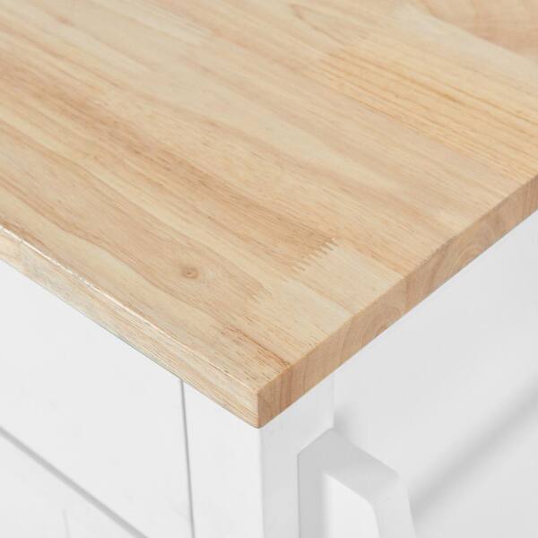 Nestfair White Wood Base with Mdf Wood Top Rolling Kitchen Island (20.5-in x 52.2-in x 36.6-in)