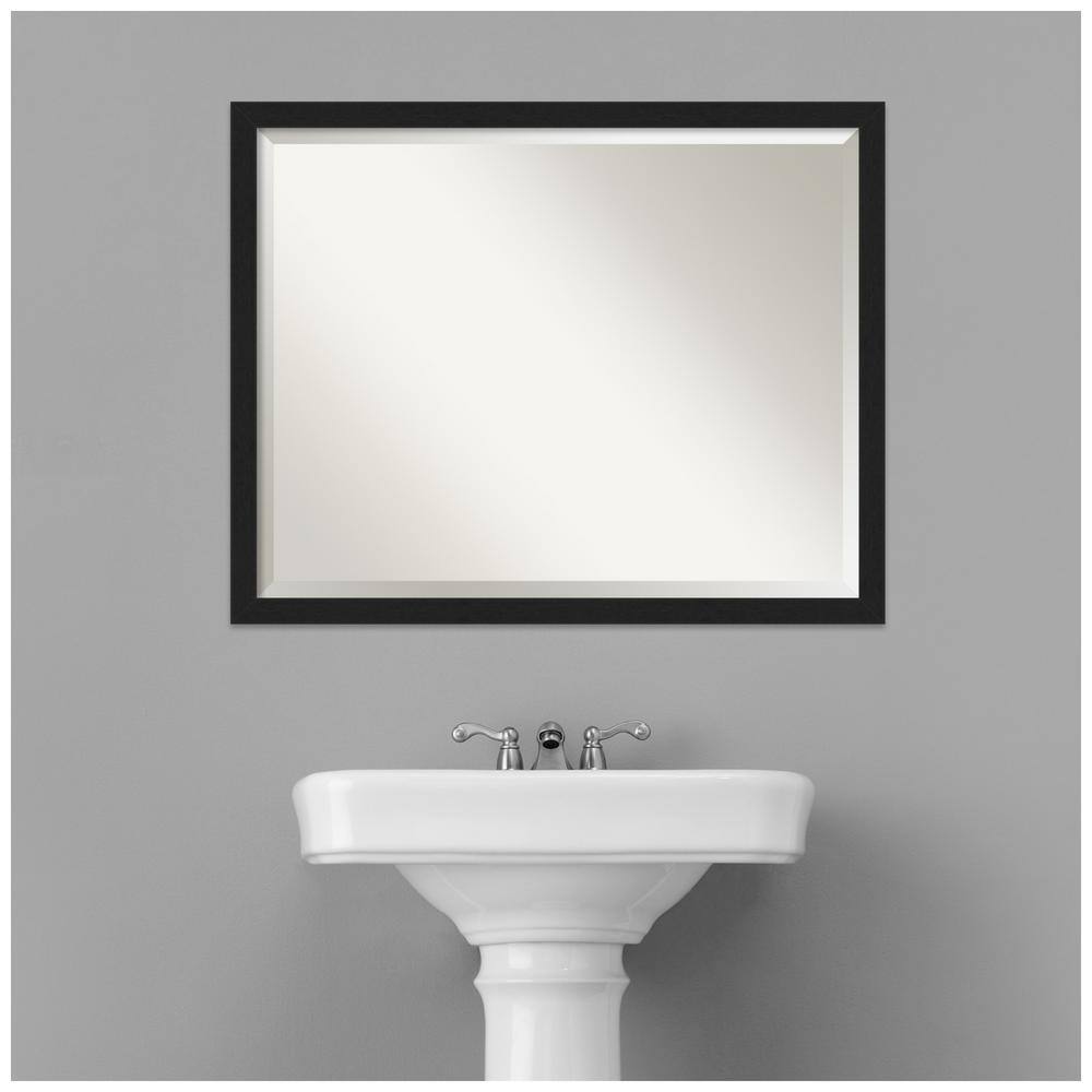 Grace Brushed Black Rectangular Beveled Wall Mirror 30 x 24 Inch