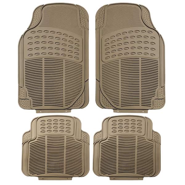 FH Group Beige 4-Piece High Quality Liners Durable Heavy-Duty Rubber Car Floor Mats - Full Set
