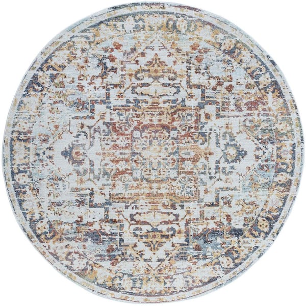 Reina Oriental Navy 8 ft. Round Indoor Area Rug
