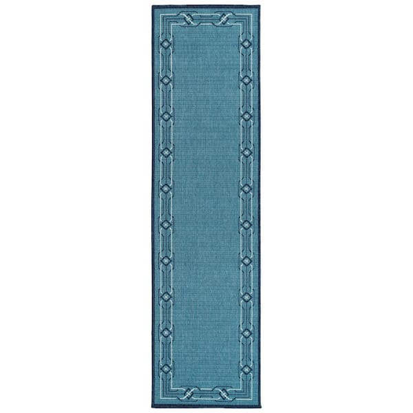 Kaleen Amalie Light Blue 2 ft. 2 in. x 8 ft. Indoor/Outdoor Runner Rug