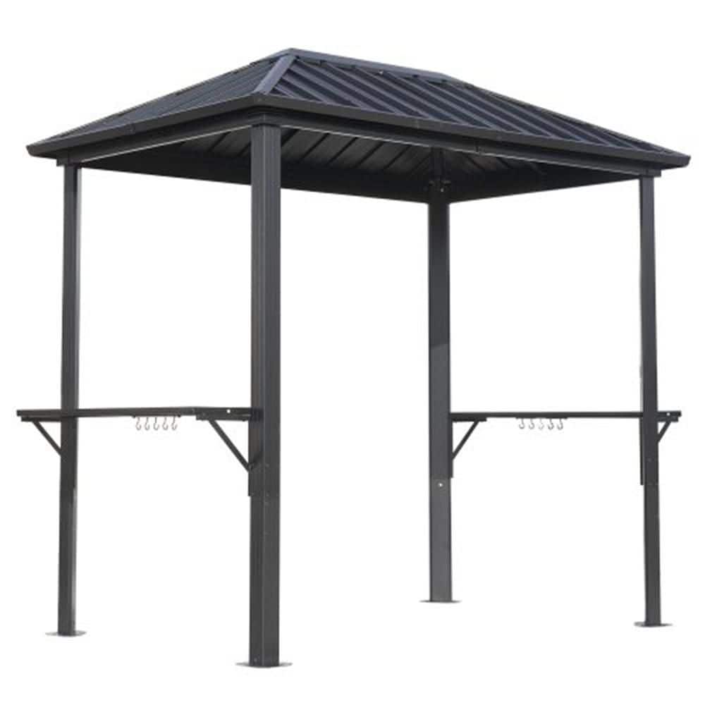 5 ft. x 8 ft. Outdoor Metal Hardtop BBQ Gazebo with Galvanized Steel Pavilion and Aluminum Frame, Shelves for Patio price history on PriceWatchPro