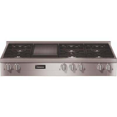 48 in. Gas Range Cooktop in Stainless Steel with 6-Burners with Griddle
