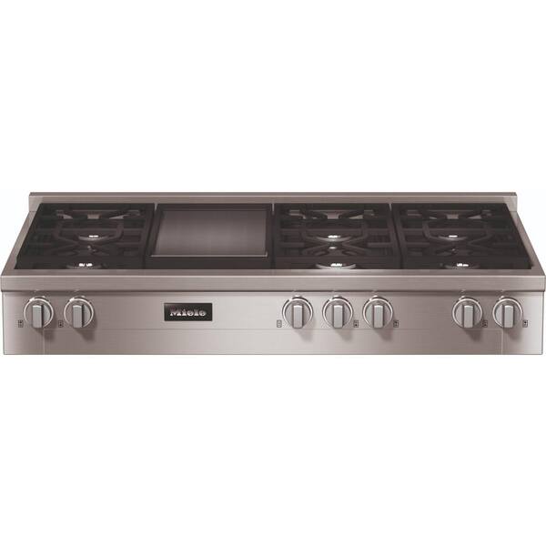 Miele 48 in. Gas Range Cooktop in Stainless Steel with 6-Burners with Griddle
