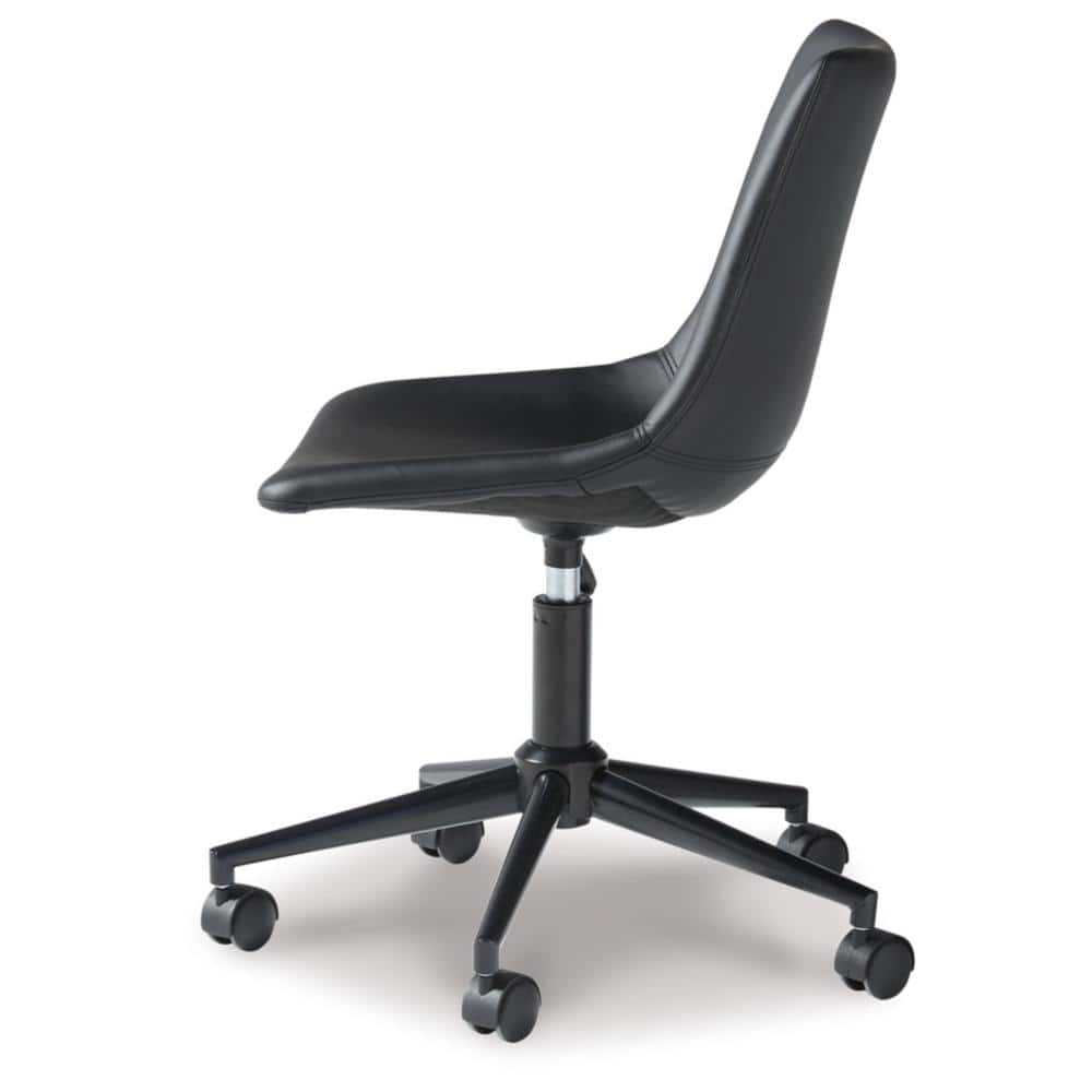 Transitional Black Faux Leather Armless Desk Chair