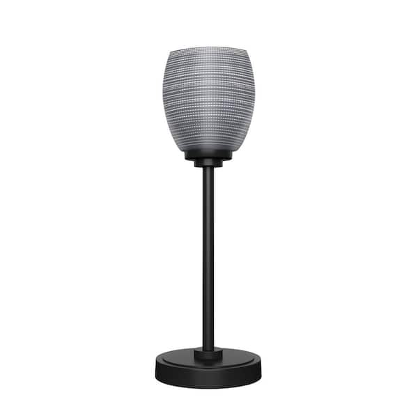 Unbranded Quincy 17 in. Matte Black Accent Lamp with Gray Matrix Glass Shade