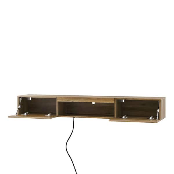 Hot Seller 63 in. W x 12.2 in. D Wall Mounted Floating Decorative Wall Shelf with 16-Color LED Lights and Power Outlet