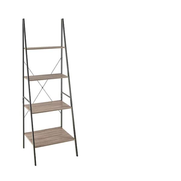 ClosetMaid Mixed Material Storage Furniture 70.87 in. H x 20 in. D Gray 4-Shelf Ladder Bookcase