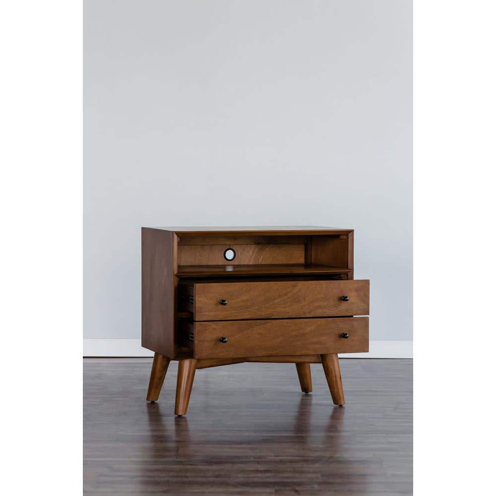 Flynn Grand 28" Brown Mahogany 2-Drawer Nightstand