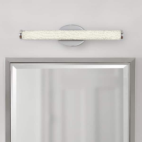 Home Decorators Collection Sibley 24 in. 1-Light Chrome LED Dimmable Bathroom Vanity Light Bar with Clear Glass and Clear Crystals, Bulb Included