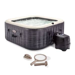 PureSpa Plus 4-Person Inflatable Square Hot Tub Spa with Maintenance Accessory Kit