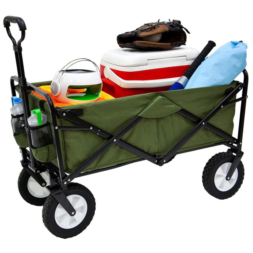 Green Collapsible Folding Steel Frame Outdoor Utility Wagon Cart