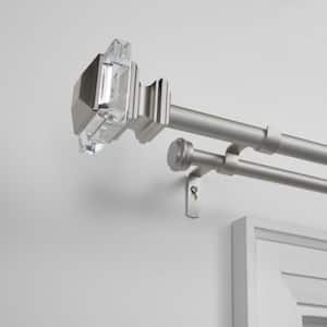 Prism Double 66 in. - 120 in. Adjustable 3/4 in. Double Curtain Rod Kit in Matte Silver with Finial