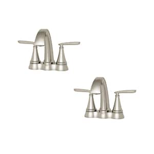 Somerville 4 in. Centerset 2-Handle Bathroom Faucet with Pop-Up Drain Set of 2 in. Brushed Nickel