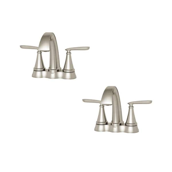 American Standard Somerville 4 in. Centerset 2-Handle Bathroom Faucet with Pop-Up Drain Set of 2 in. Brushed Nickel