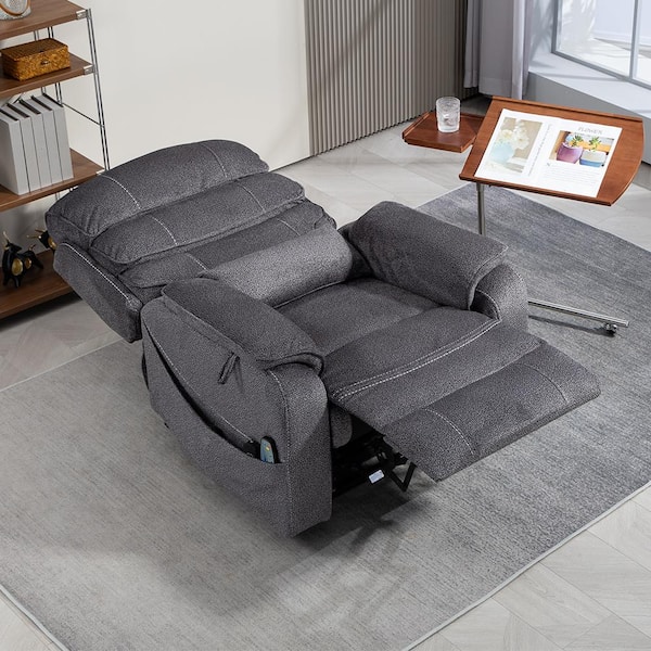 YOFE Dual Motor Oversized 180° Lay Flat Gray Chenille Power