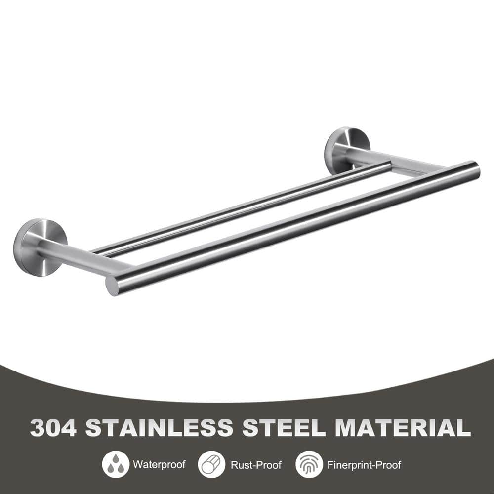Brushed Nickel 16" Double Wall Mounted Towel Bar