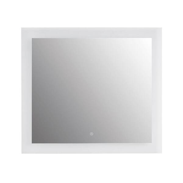matrix decor 34 in. x 30 in. Frameless Single Wall Mounted Bathroom Mirror with LED Lighting