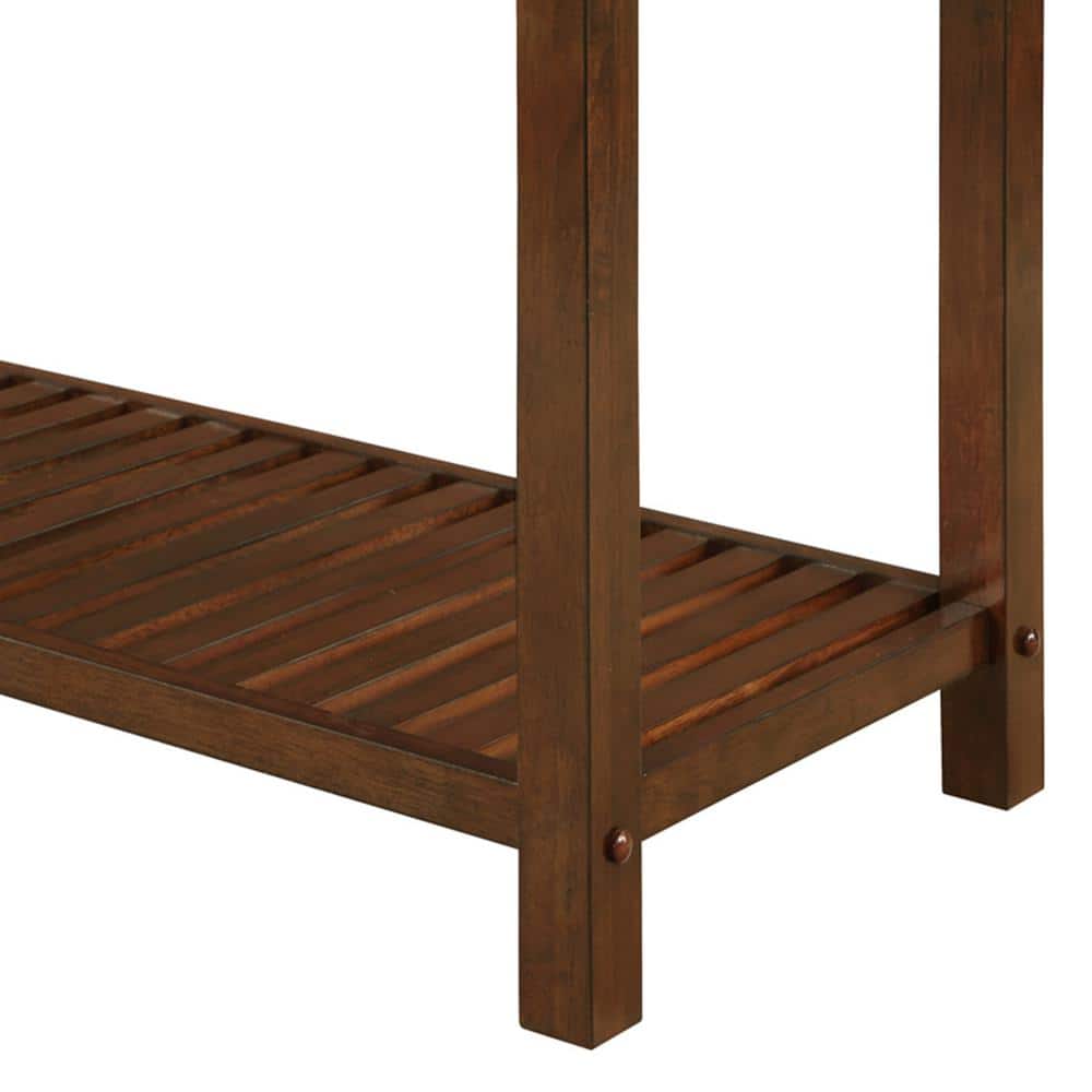 Espresso Solid Wood 3-Tier Butcher Block Kitchen Island with Storage