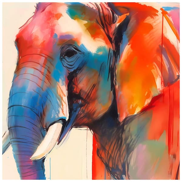 Empire Art Direct in. Vibrant Majesty I in.  Elephant Free Floating Reverse Unframed  Printed Tempered Art Glass Wall Art 38 in. x 38 in.