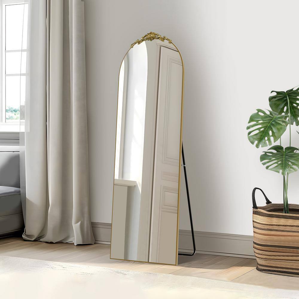 21 in. W x 64 in. H Wood Frame Arched Floor Mirror, Bedroom Living Room Wal