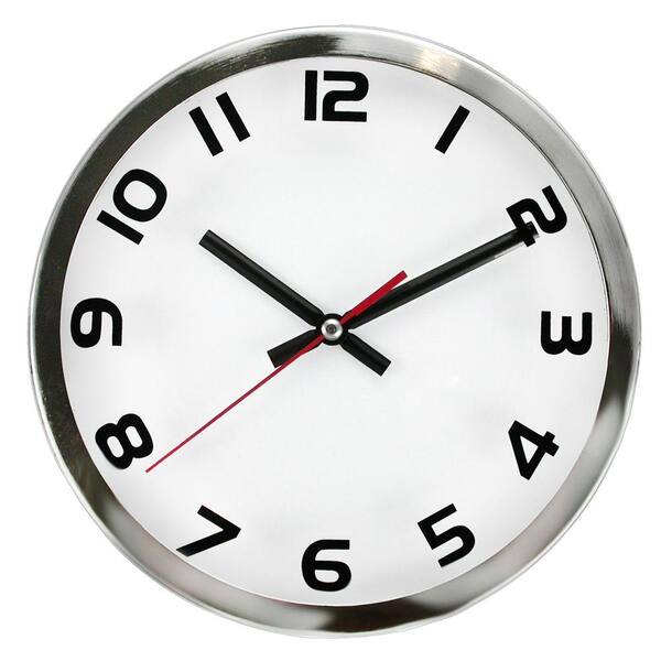 Timekeeper Products 9 in. Round Chrome Frame Screened Wall Clock-DISCONTINUED