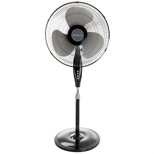 16 in. Oscillating Blade Stand Pedestal Fan with Metal Grill in Black