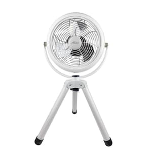 Retro 8 in. 3 Speed Floor Fan with Tripod Stand in White