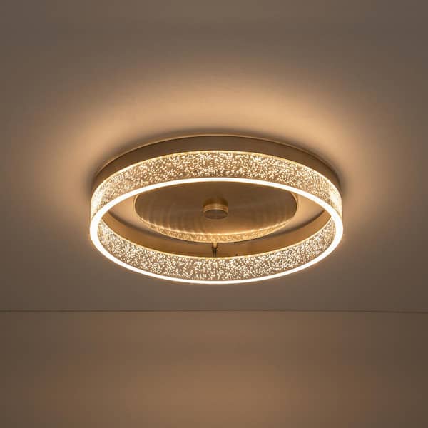 C Cattleya 11.75 in. 200-Watt Modern Chrome Integrated LED Flush Mount with Clear Bubble Acrylic
